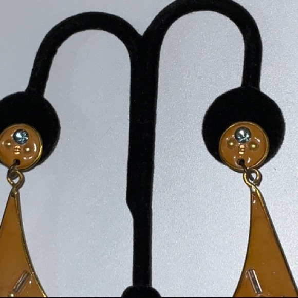 Artisan Crafted Post and Clutch Dangle Earrings With Blue Shiny Stones - Picture 12 of 13